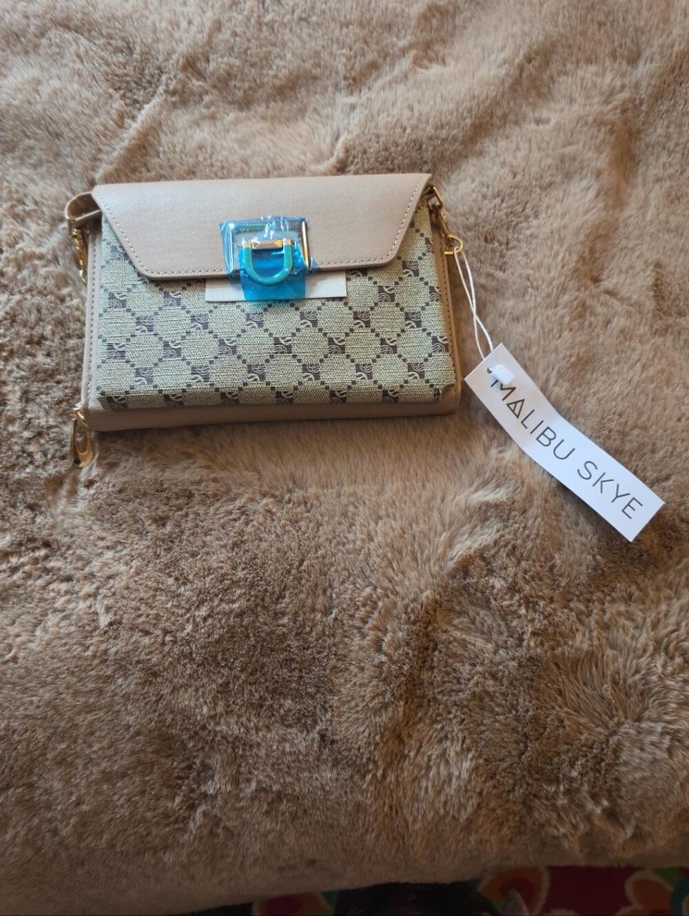 Malibu Skye Beige Patterned Crossbody Bag – New With Tags